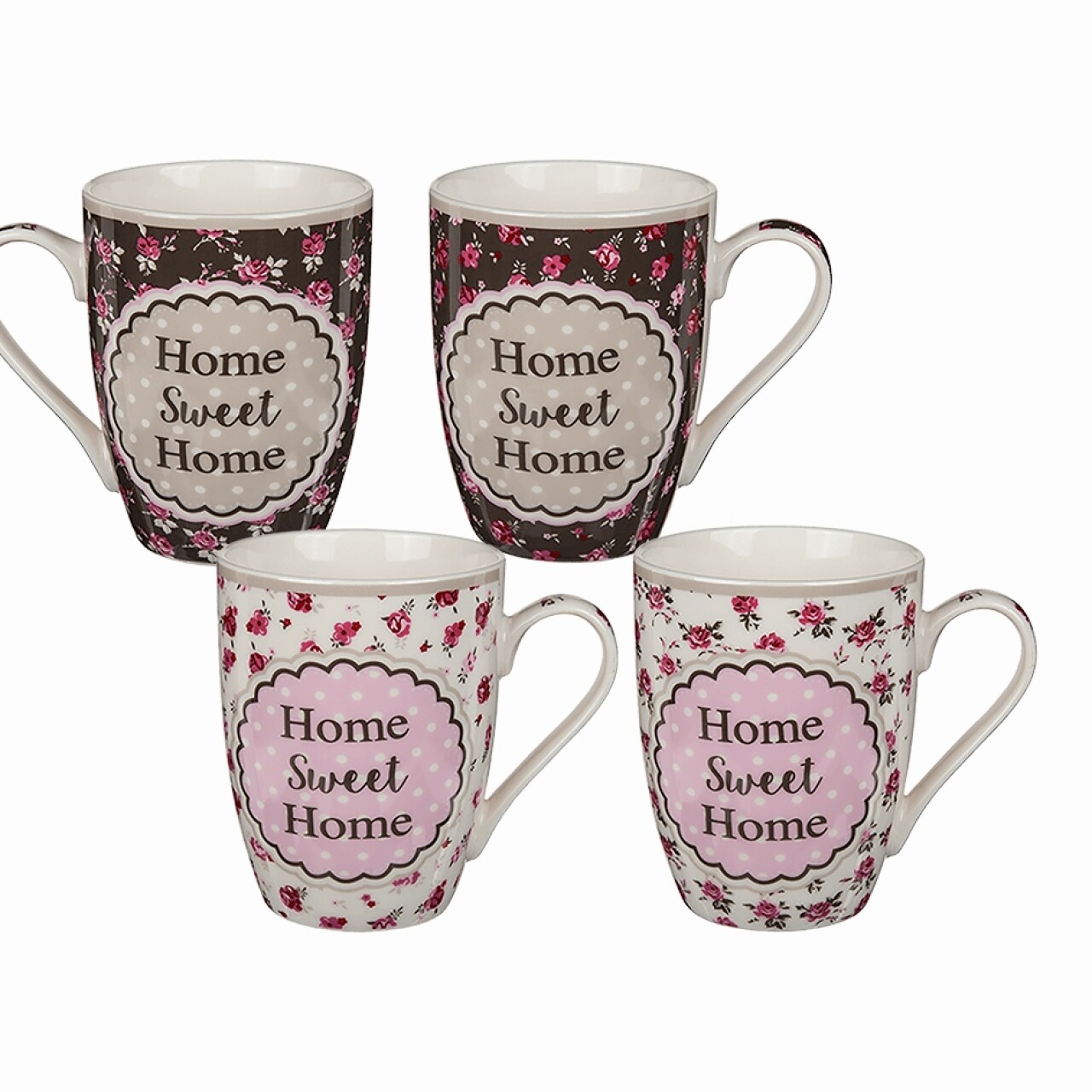Set 4 Cani Flower Home Sweet Home, Out Of The Blue, 250 Ml, Ceramica, Multicolore