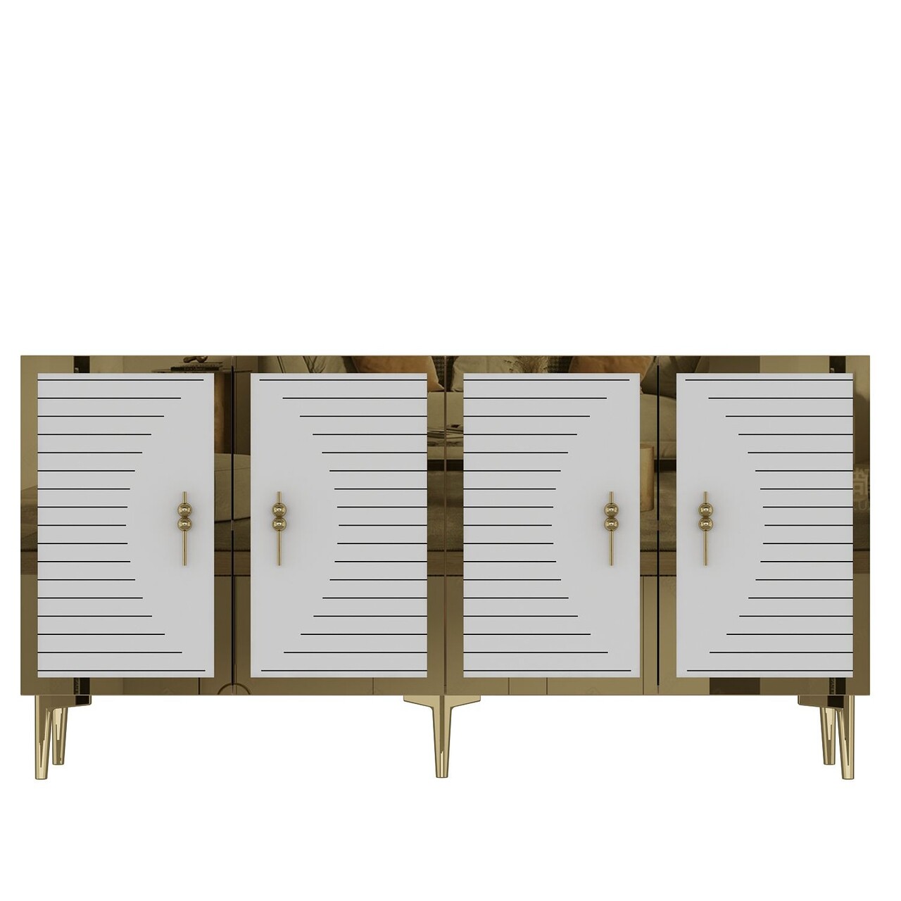 Consola, Hanah Home, Tuna, 150x75x32 cm, PAL , Safir / Alb / Aur - view 3