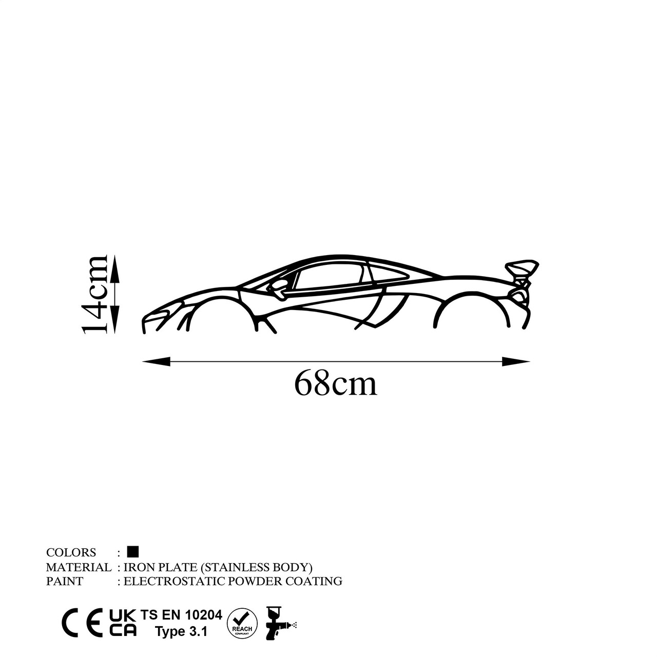 Decoratiune de perete, Mclaren P1 Silhouette, Dimensiune: 68 x 14 cm, Negru - imagine 6