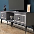 Comoda TV, Olivia, Nil, 150x44.6x29.6 cm, PAL, Antracit / Argintiu