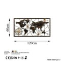 Decoratiune de perete, World Map Large, Metal, Latime: 120 cm / Inaltime: 60 cm, Multicolor