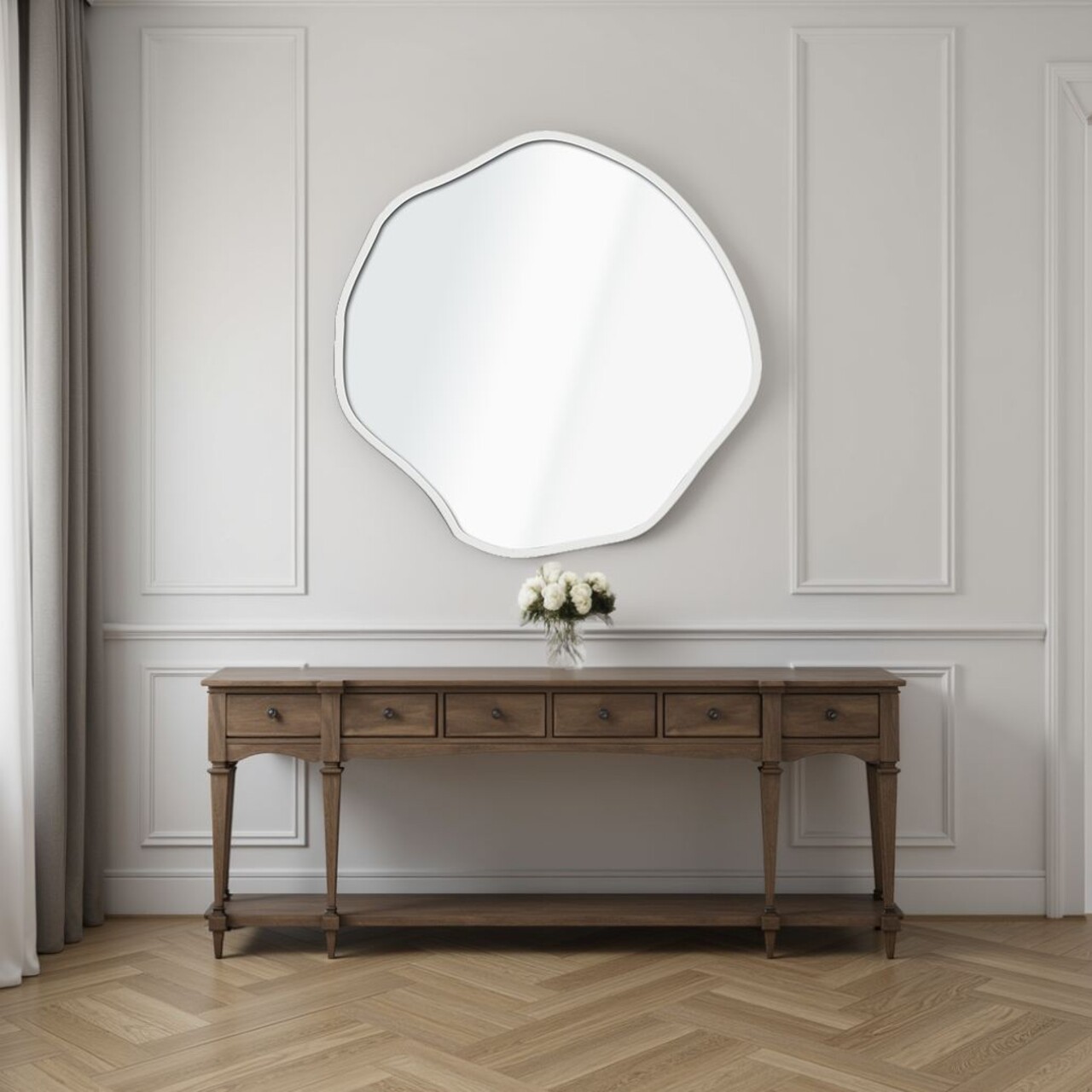 Oglinda decorativa, Lumisfera, Bowed 60 x 60, Alb
