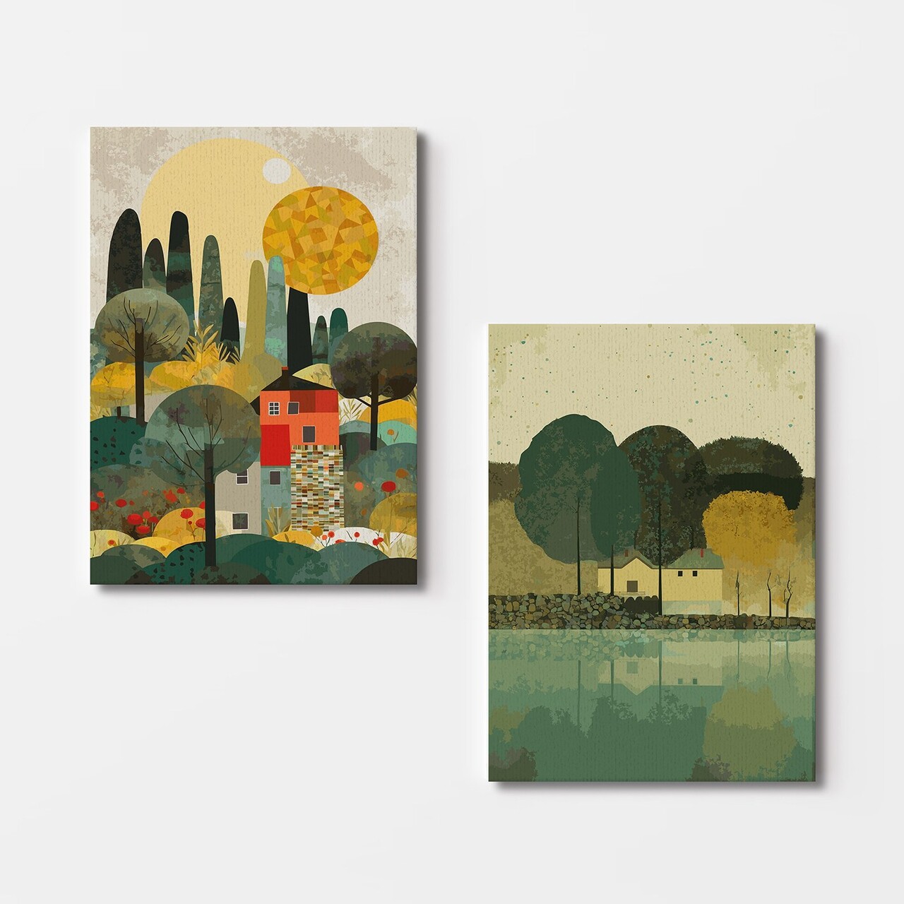 Set 2 tablouri decorative, 2KNV4339, Lemn, Multicolor - view 3