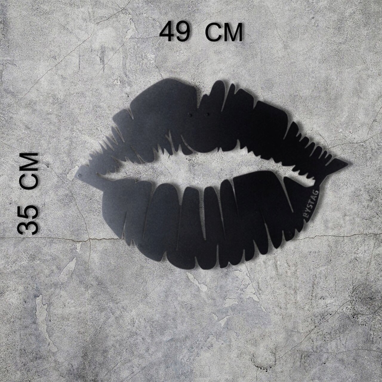 Decoratiune de perete, Lip, Metal, Dimensiune: 35 x 49 cm, Negru - 2 | YEO