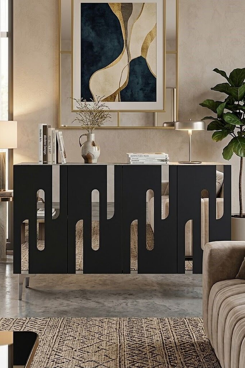 Consola, Hanah Home, Ece 120, 120x75x32 cm, Antracit / Argintiu — imaginea 2