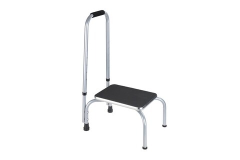 Treapta inaltatoare cu maner de siguranta Maximex, Safety, 46.5x32x78-98 cm, metal/MDF, negru