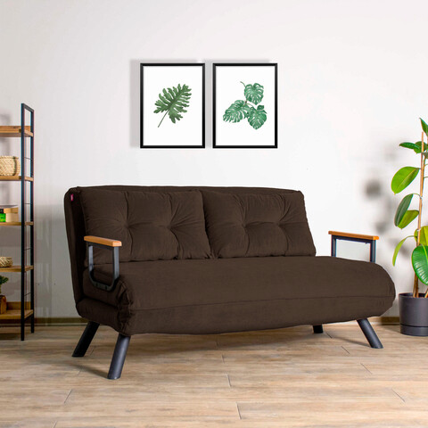 Canapea extensibilă cu 2 locuri, futon, 859ftn2708, metal , maro