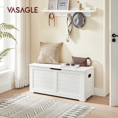 Bancheta cu spatiu depozitare, Vasagle, 100x40x46 cm, PAL, alb