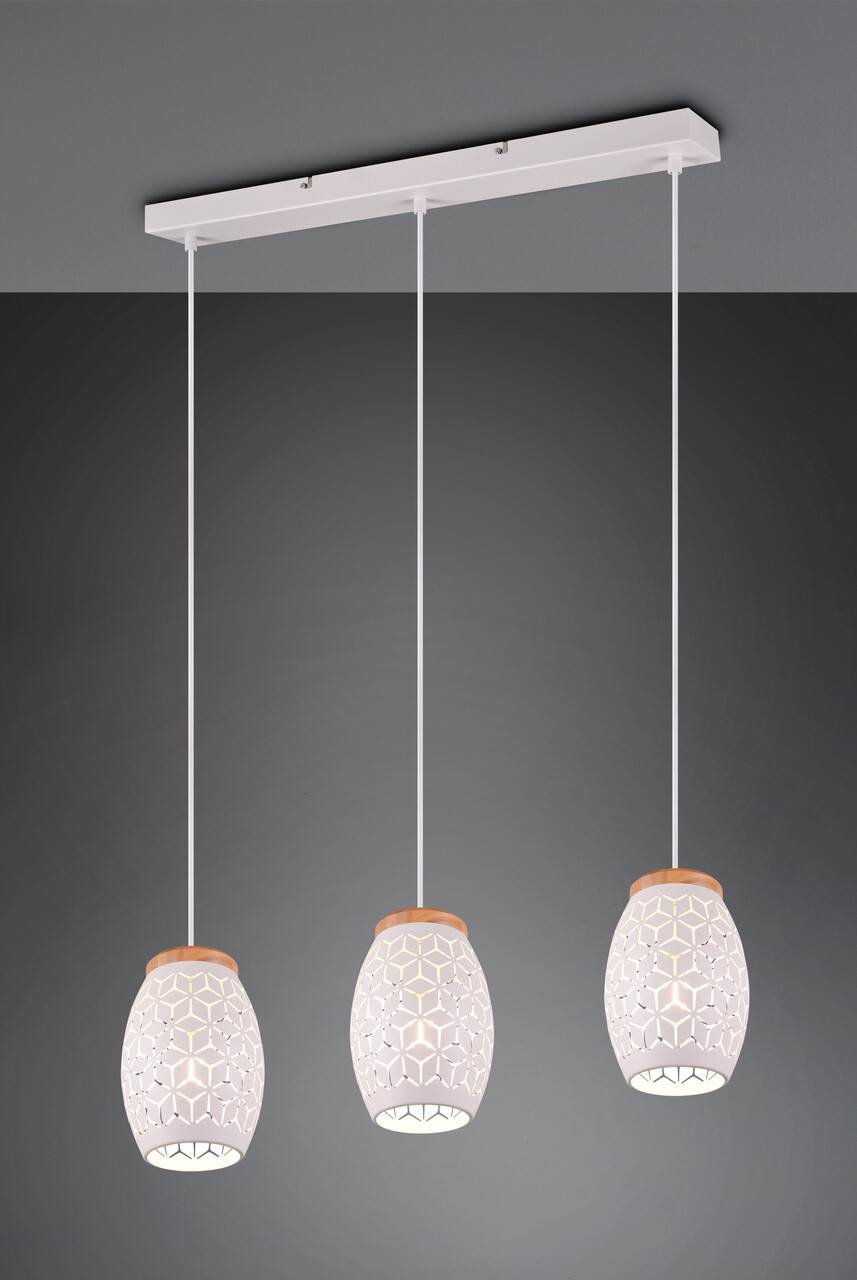 Lustra Bidar, RL, 71x15x150 cm, 28W, 3x E27, metal, alb mat/natur