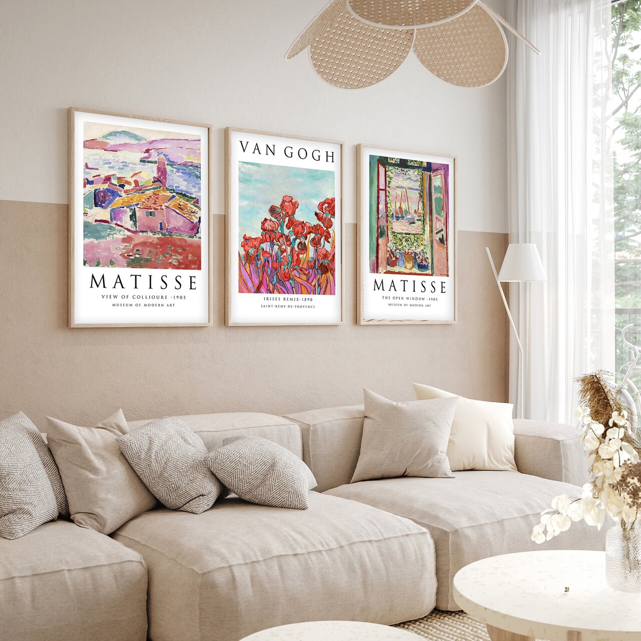 Set 3 tablouri decorative Huhu268 Cadru: 100% LEMN MASIV (Grosime: 2 cm) Multicolor