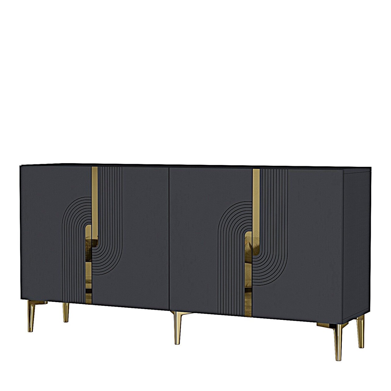 Consola, Hanah Home, Meyra 150, 150x75x32 cm, PAL , Antracit / Aur - view 5