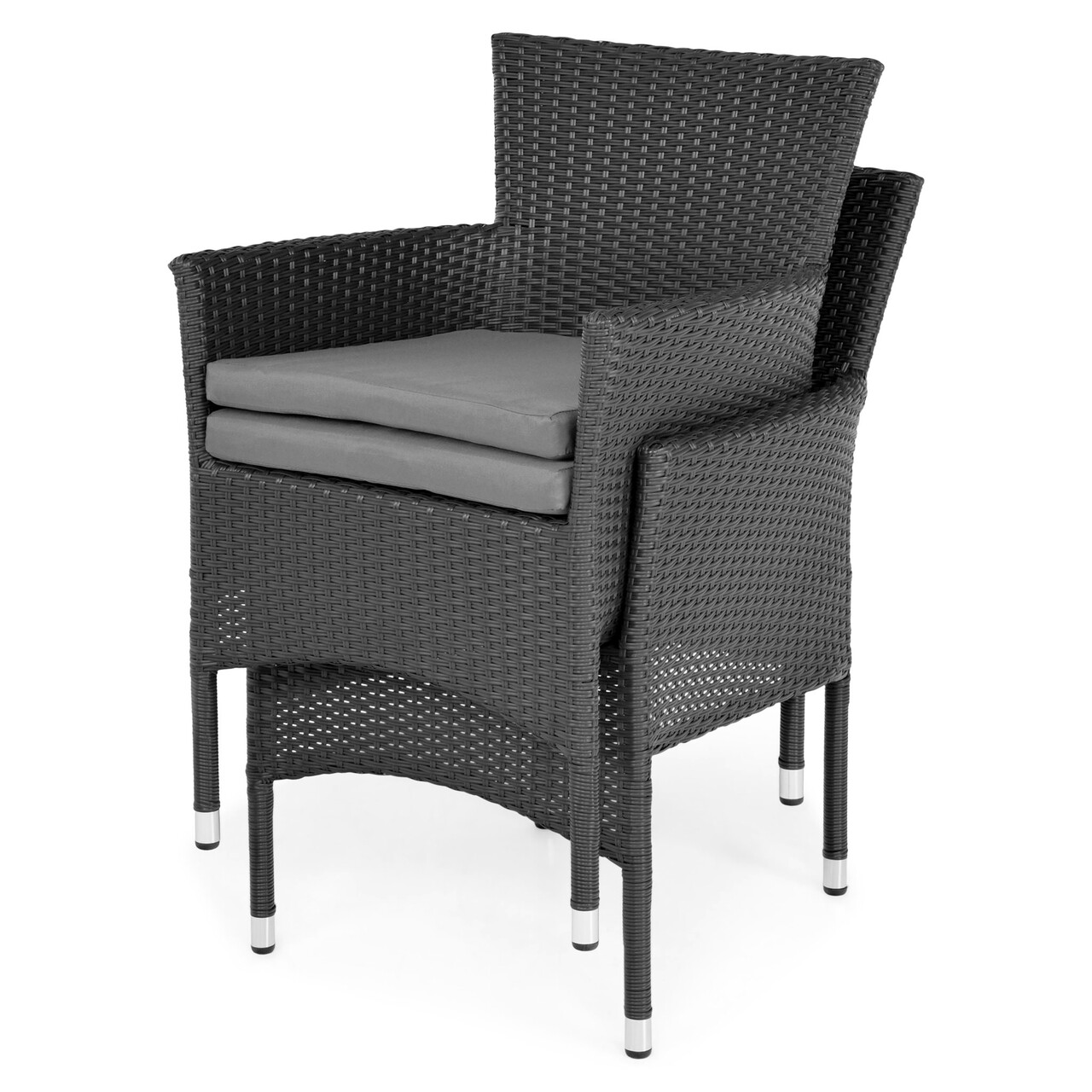 Set mobilier gradina/terasa, 8 scaune + masa extensibila, Encore, aluminiu, gri/negru