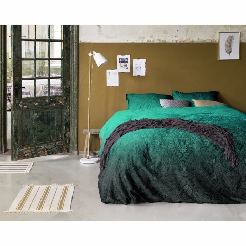 Lenjerie de pat pentru două persoane Maurice Blue, Primaviera Deluxe, 100% bumbac satinat