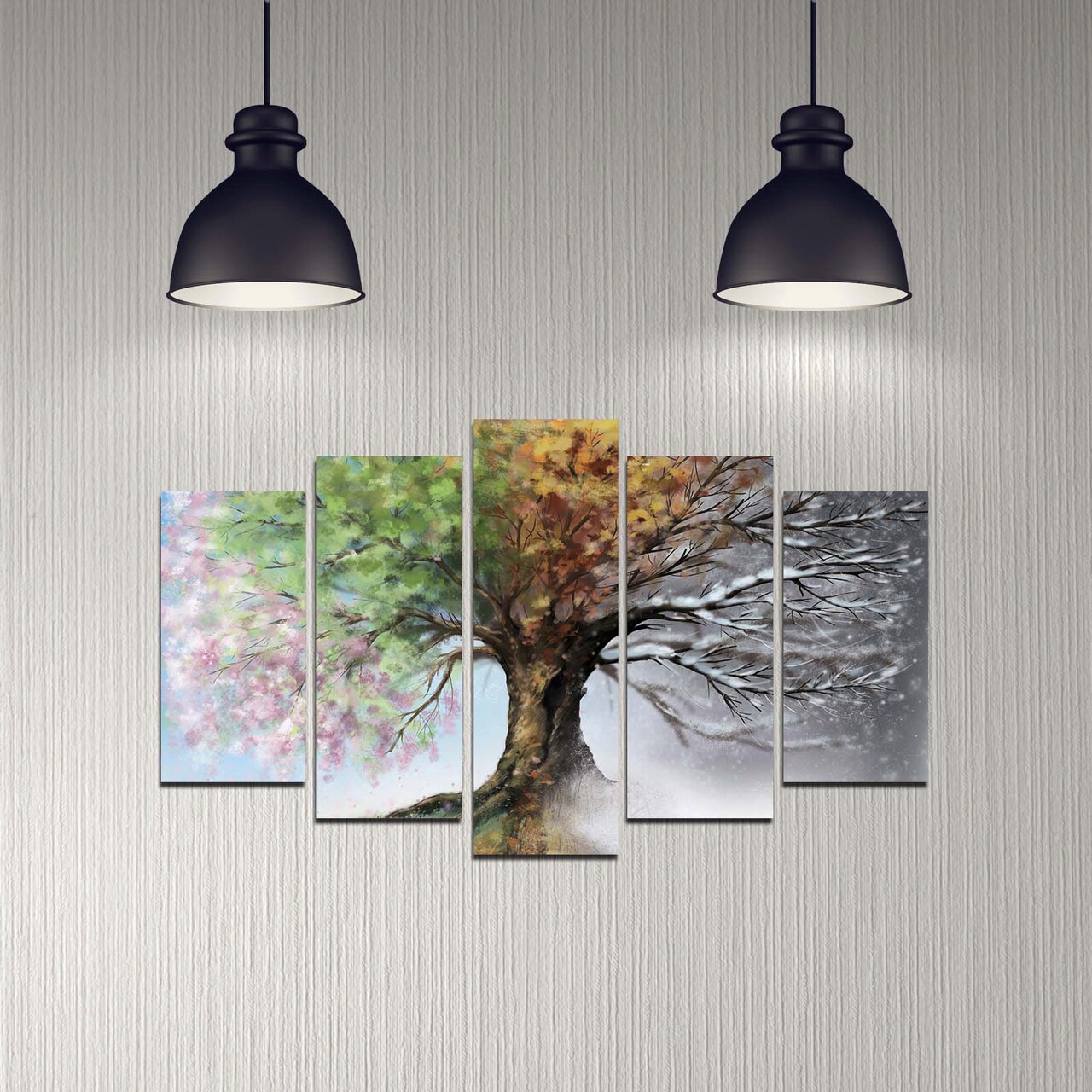 Set 5 tablouri decorative, 5DMDF-6, MDF , 20 x 60 cm, Multicolor