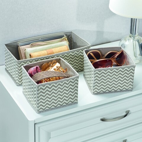 Set 3 organizatoare pentru dulap Axis Chevron, iDesign, 29x14x10 cm