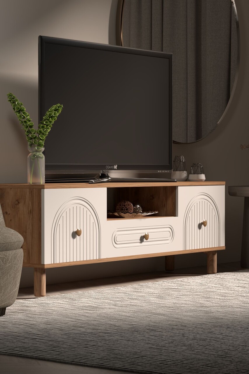 Comoda TV, Hanah Home, Bellora 150, 150x53x41 cm, PAL, Pin Atlantic / Alb - view 4