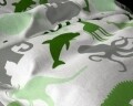 Lenjerie de pat pentru o persoana, Small Dino Green, Royal Textile, 2 piese, 140 x 200 cm, 100% bumbac flanel, alb/verde