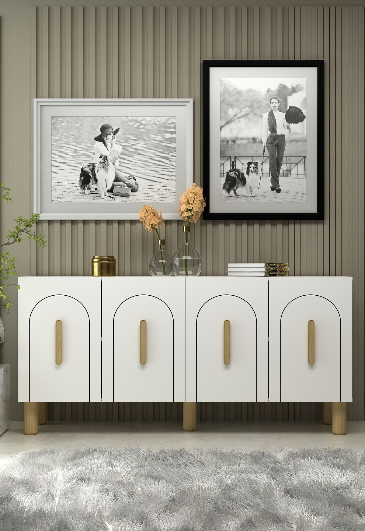 Consola, Hanah Home, Yosun, 150x75x35 cm, PAL , Stejar alb / safir