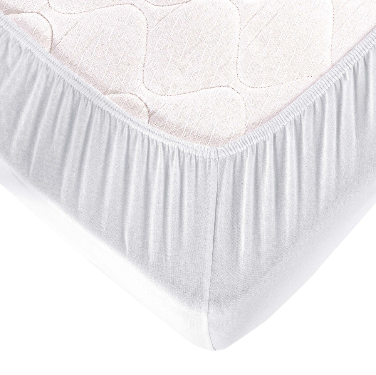 Cearceaf de pat cu elastic Jersey Single (FR) (IT) (ES) DE), L'essentiel Maison, White, Alb - imagine 5