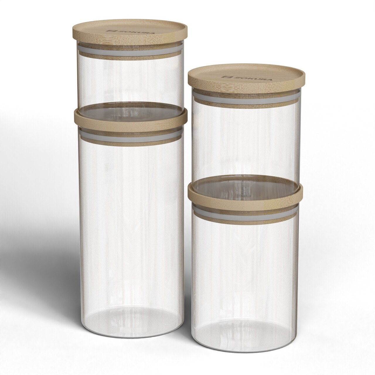 Recipient sticla, Ø9,5cm, 300ml, Cu capac din bambus - Zokura - imagine 2