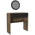 Set consola si oglinda Luis Aynali, Talon, 90 x 35.5 x 90 cm/44 cm, walnut/negru