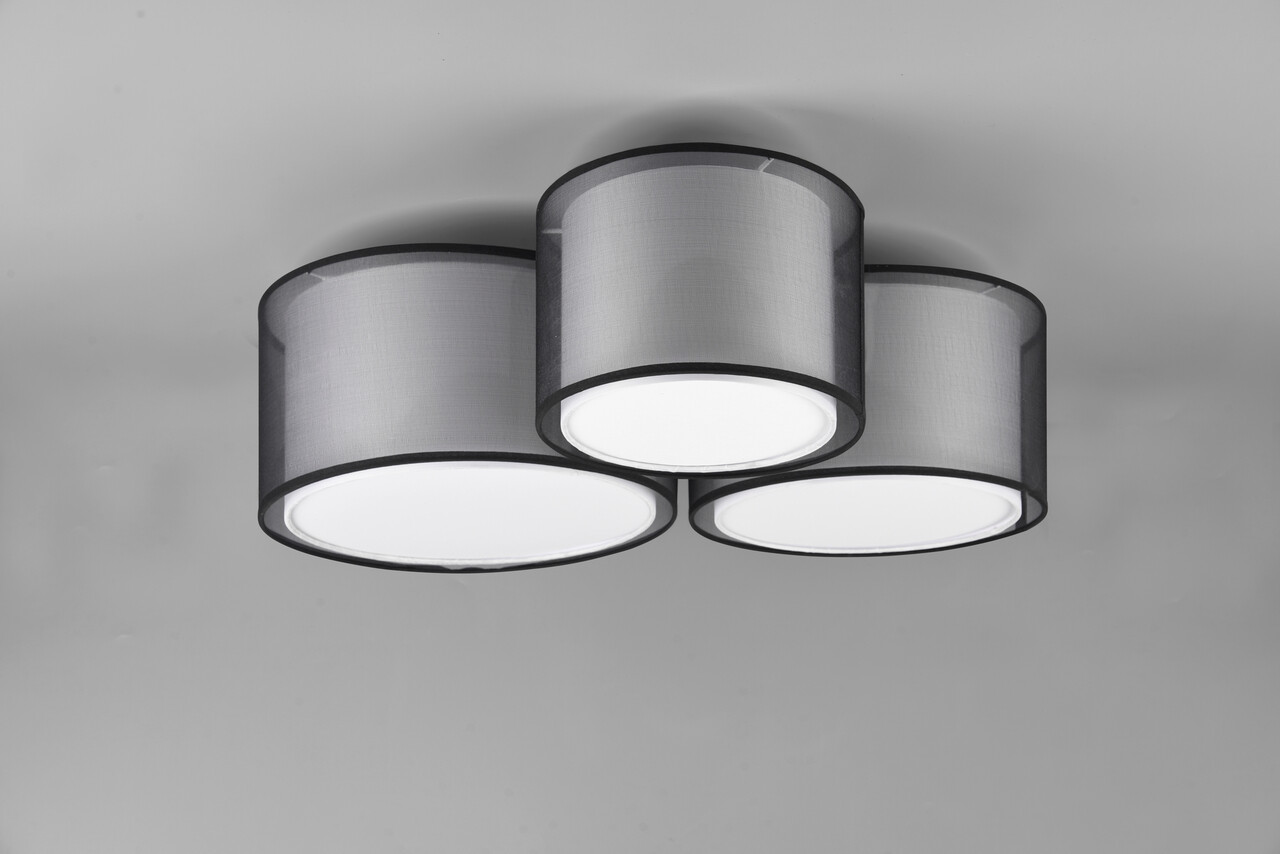 Plafoniera Burton, TRIO, 65x55x21.5 cm, 40W, 3x E27, metal, negru mat