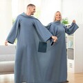 Patura dubla cu maneci,  InnovaGoods, 160 x 180 cm, poliester, albastru