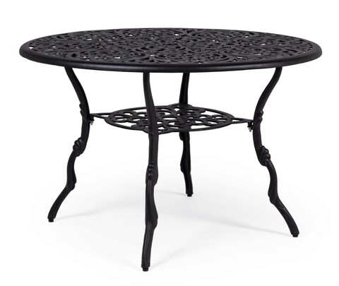 Masa Victoria, Bizzotto, Ø110 x 71.5 cm, aluminiu turnat, finisaj mat, gri carbune