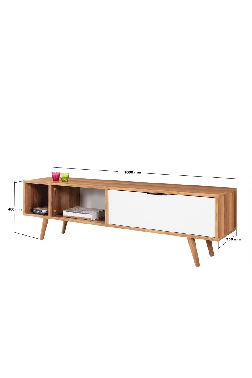 Comoda TV, Hanah Home, Venüs 3644, 160x46x35 cm, PAL, Nuc/Alb — imaginea 7