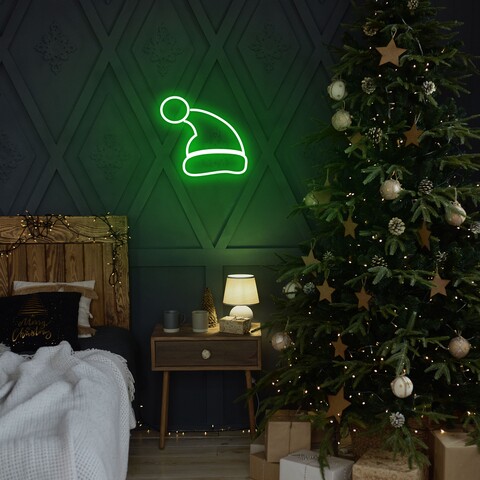 Lampa de perete Santa Claus, Neon Graph, 28x26x2 cm, verde Decoratiuni si ornamente