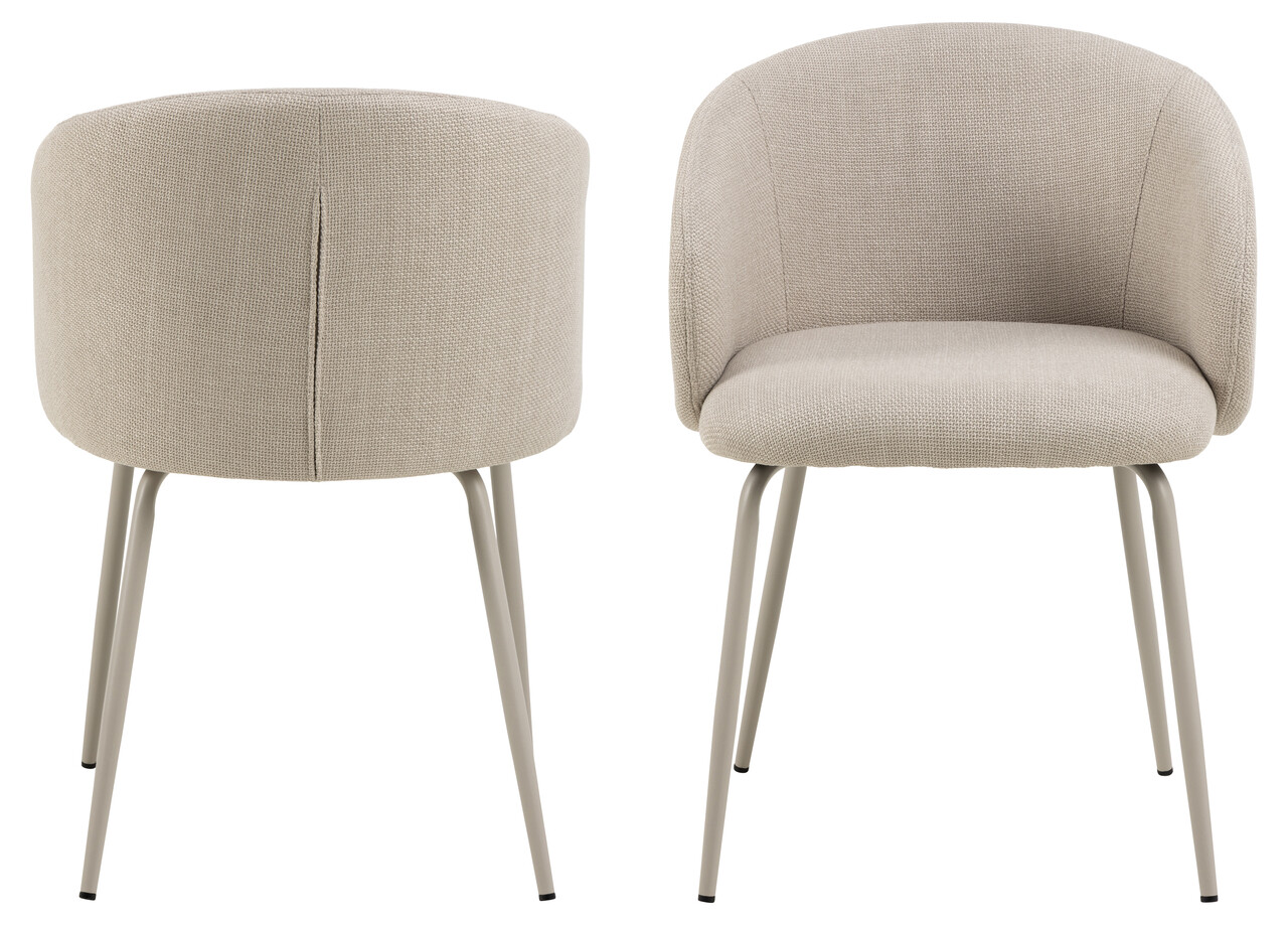 Scaun Eleanor, Actona, 55.5x55x79 cm, tesatura structurata/otel, bej/gri