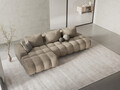 Coltar extensibil stanga 3 locuri, Linz, Cosmopolitan Design, 275x142x84 cm, cotiera dreapta, catifea, bej deschis