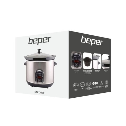 Aparat pentru gatit Slow cooker BC.510, Beper, 280 W, ecran digital, 3 moduri de preparare presetate