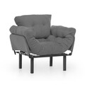 Fotoliu extensibil Nitta Single, Futon,135x70 cm,metal, gri