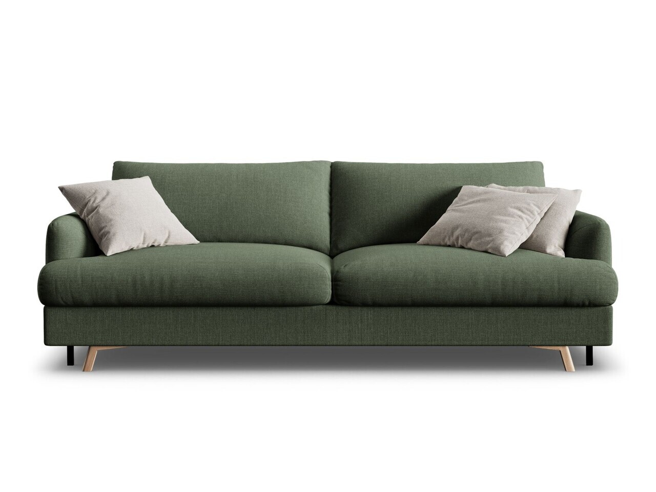 Canapea extensibila 3 locuri, Naomi, Micadoni Home, 233x110x95 cm, tesatura structurata, verde muschi