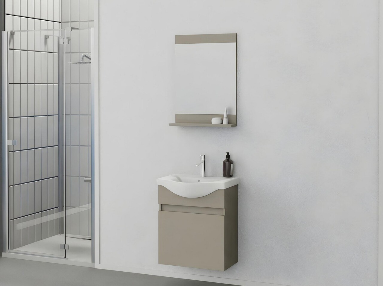 Set mobilier de baie (2 piese), Hanah Home, Mare 55, Latte - view 2