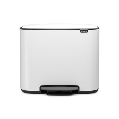 Cos de gunoi cu pedala, Brabantia, Bo Pedal, 3x11 L, 36.3x54x44 cm, otel, alb