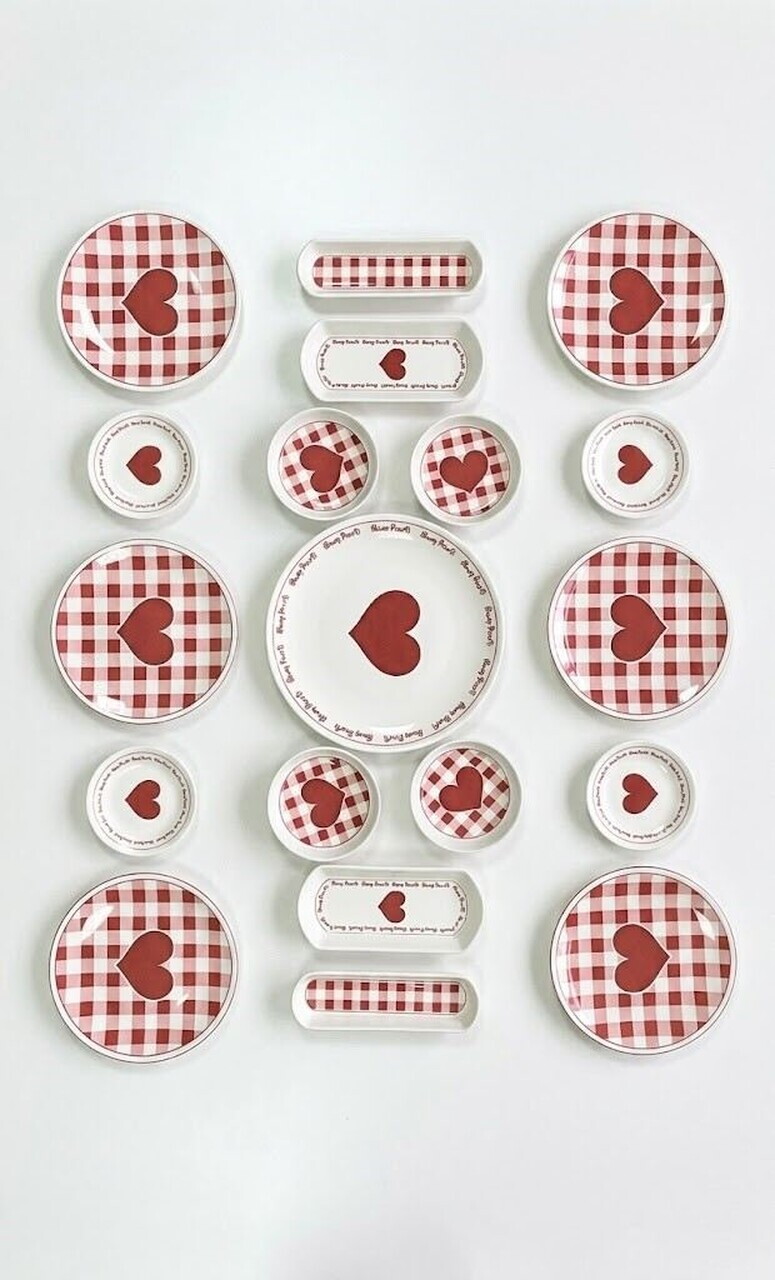 Set de mic dejun, Hermia, 759NRE1141, Ceramica, Farfurie de servire: 20 x 20 cm (6 bucăți), Roz/Alb - view 4