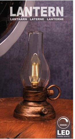 Decoratiune luminoasa Lantern, 10.5x13.5x20.5 cm, sticla/plastic
