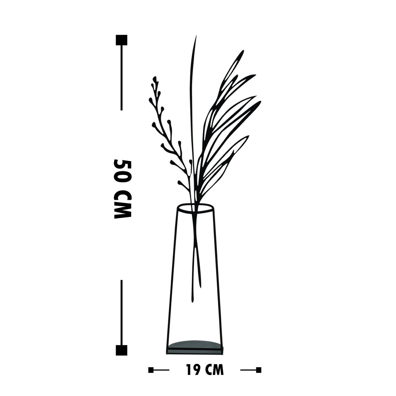 Decoratiune, Flowerpot, 19x50 cm, Metal, Negru