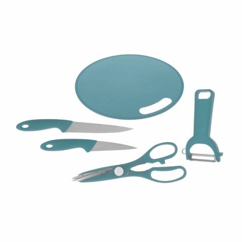 Set 5 ustensile de bucătărie Petrol, inox/plastic