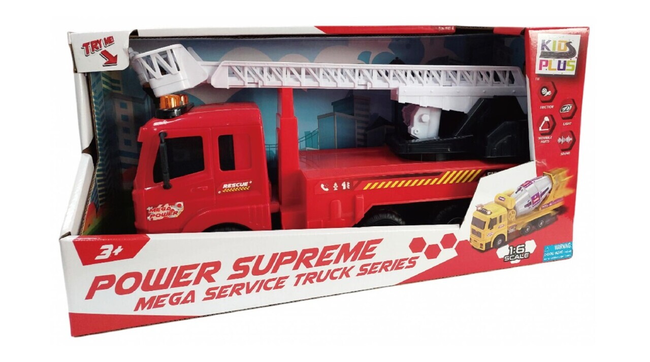 Autospeciala cu lumini, sunete si frictiune Pompieri, CEVODLE, 53 cm, plastic, rosu - imagine 2