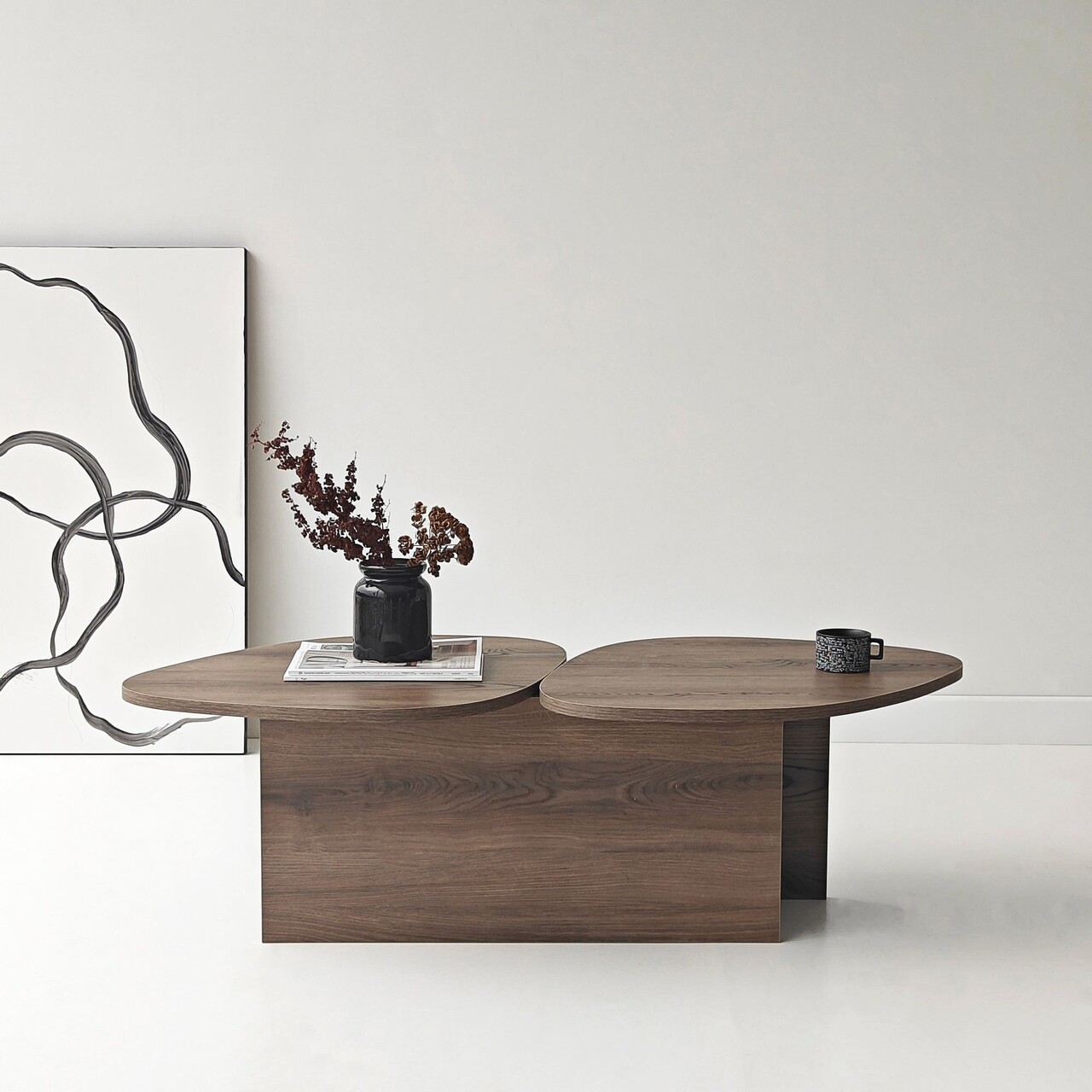Masuta de cafea, Hanah Home, Stones, 125x38x60 cm, Maro - view 3