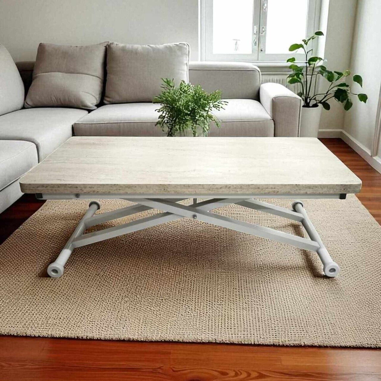 Masuta de cafea, Hanah Home, Home Ext, MDF, Travertin / Alb — imaginea 5