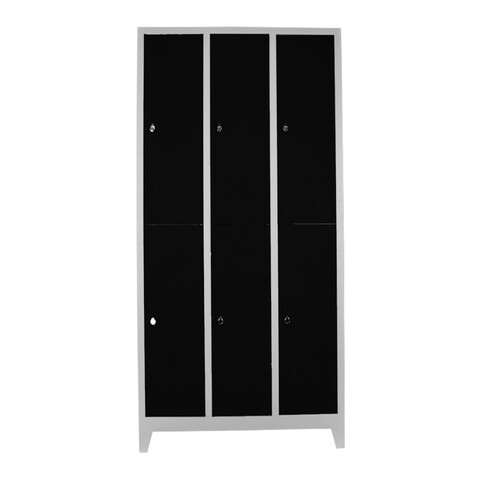 Dulap de depozitare cu incuietoare, Shelvoria, Js1014Sı, 117x200x40 cm, Otel, Gri/Negru