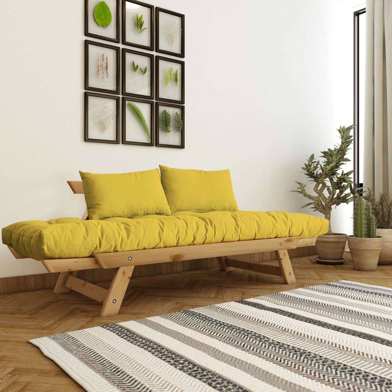 Canapea de gradina cu 2 locuri, Hanah Home, CPT8169-210, Natural / Galben - view 3