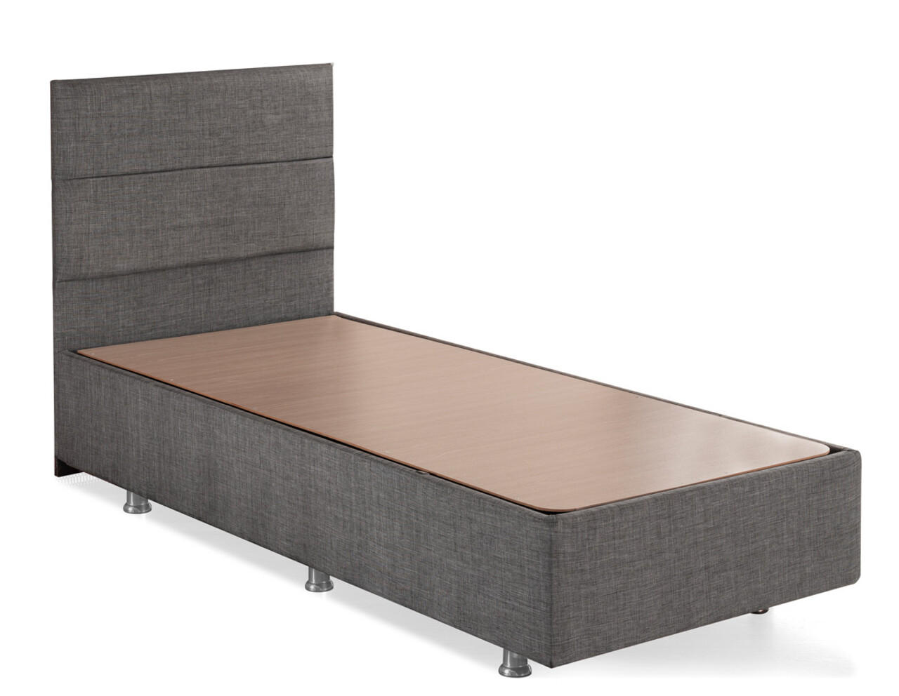 Baza de pat de o persoană și tăblie, Niron, Silver, 80x38x180 cm, Cadru: OȚEL, Gri