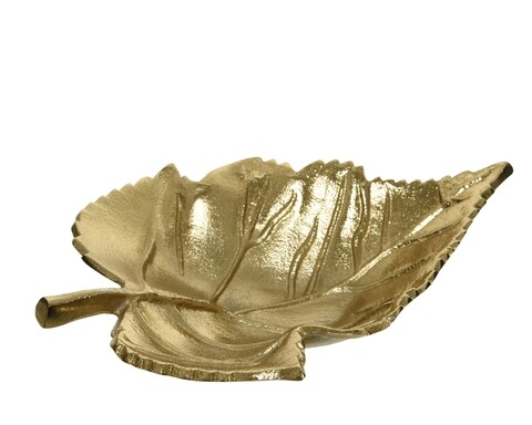 Platou Leaf, Decoris, 22.5x17x5 cm, aluminiu, auriu