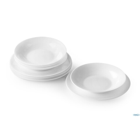 Serviciu de masa 12 piese, White Moon, Bormioli, opal, alb