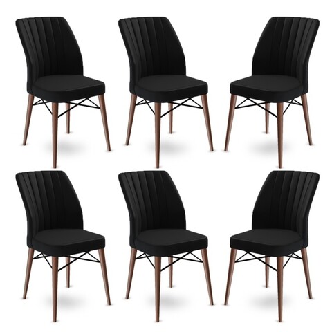 Set de scaune, Charlotte, Flex, Metal, Negru/Maro
